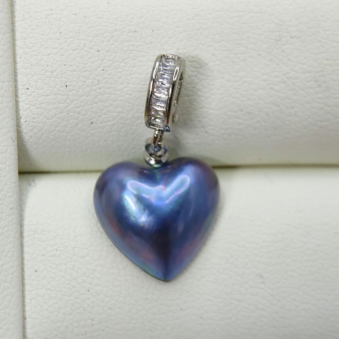 くっきー☆様ご確認用　本真珠　マベパール　濃いブルー3点セットブローチペンダント