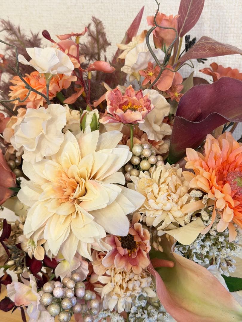 アートフラワーブーケ ピンクオレンジ