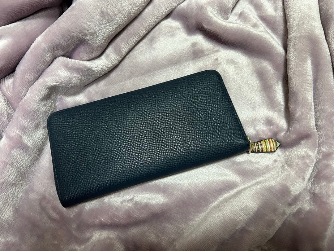 Paul Smith 長財布 ラウンドファスナージップストローグレインネイビー