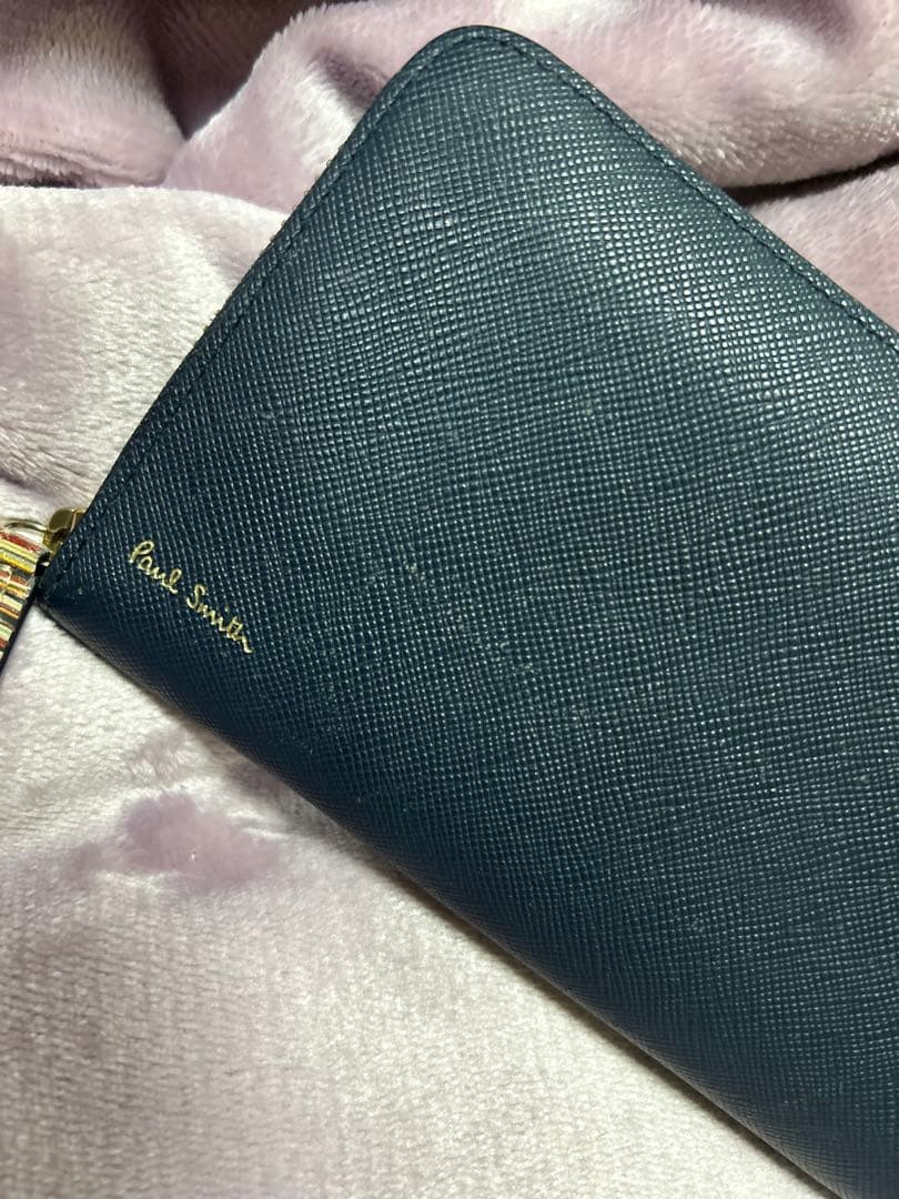 Paul Smith 長財布 ラウンドファスナージップストローグレインネイビー