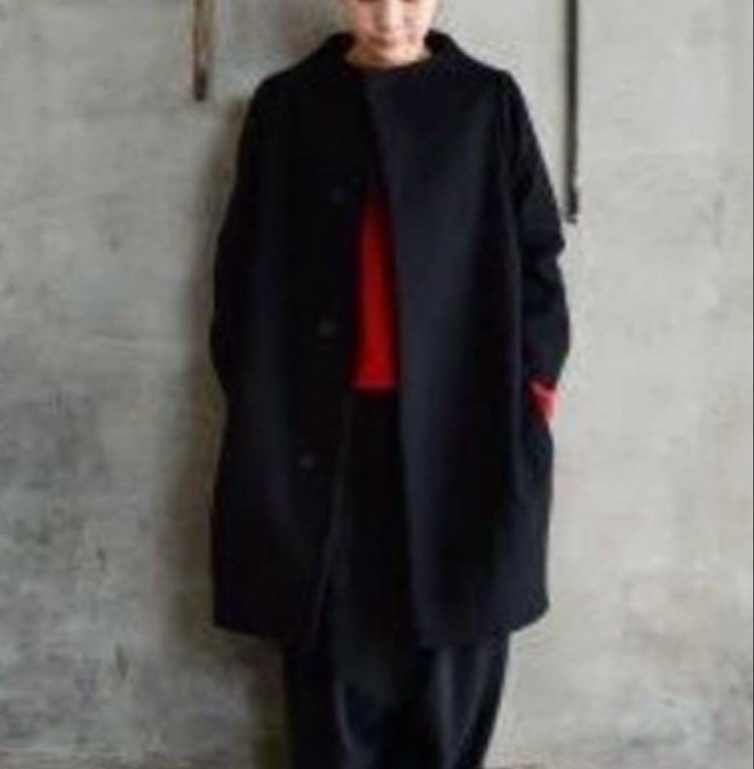 abc123　nitca ニトカ ノーカラーコクーンコート 黒