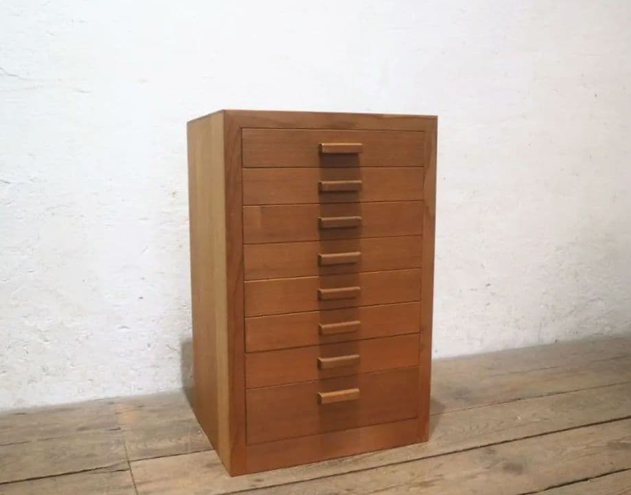 1244 ②10kg 重厚な無垢材の収納棚　袖机　引き出し　チェスト　テーブル