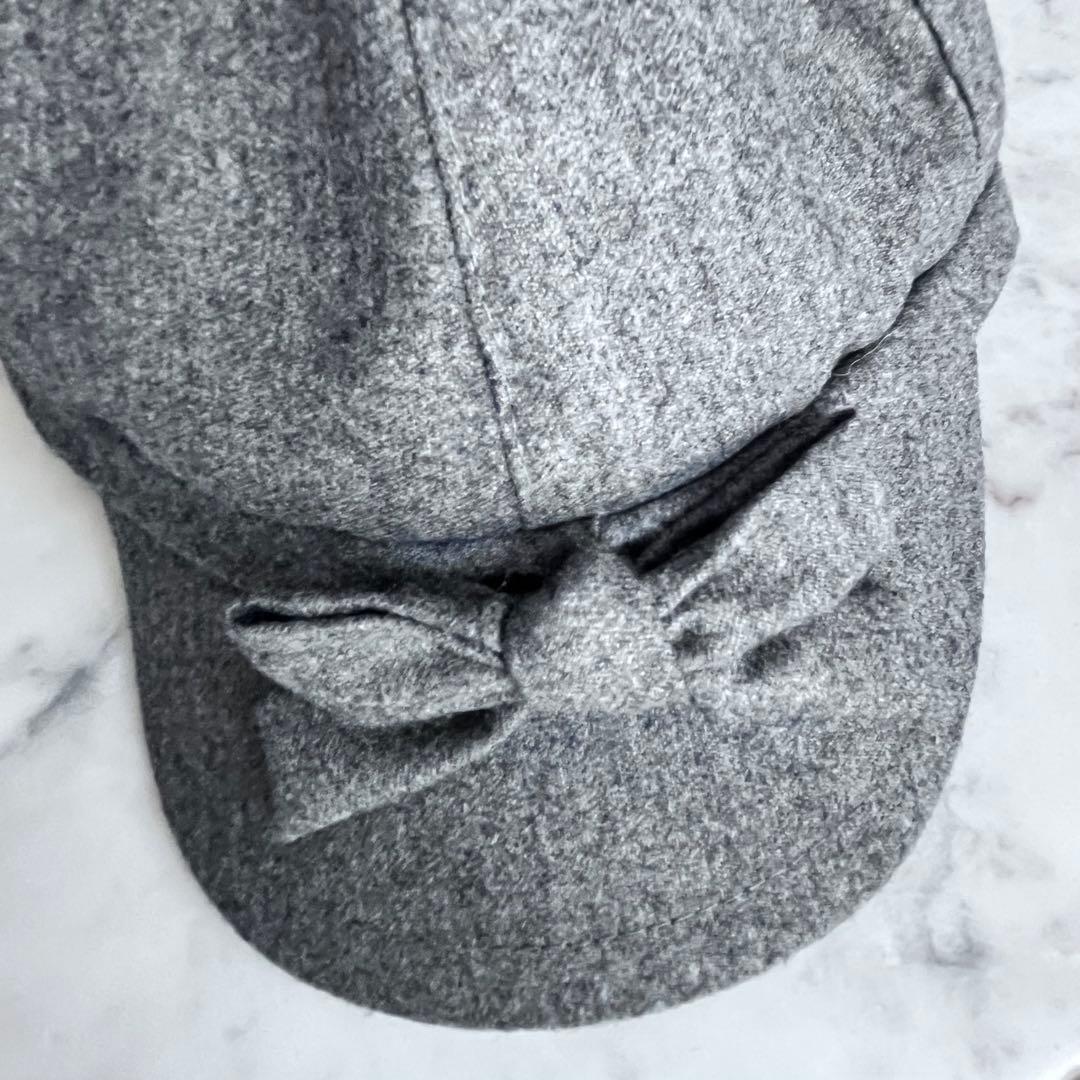 MONCLER グレー リボン キャップ ウールフランネル