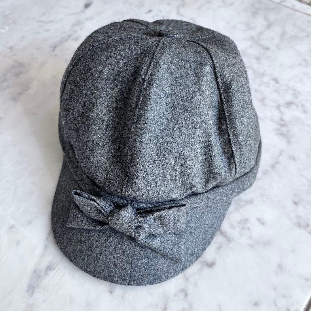 MONCLER グレー リボン キャップ ウールフランネル