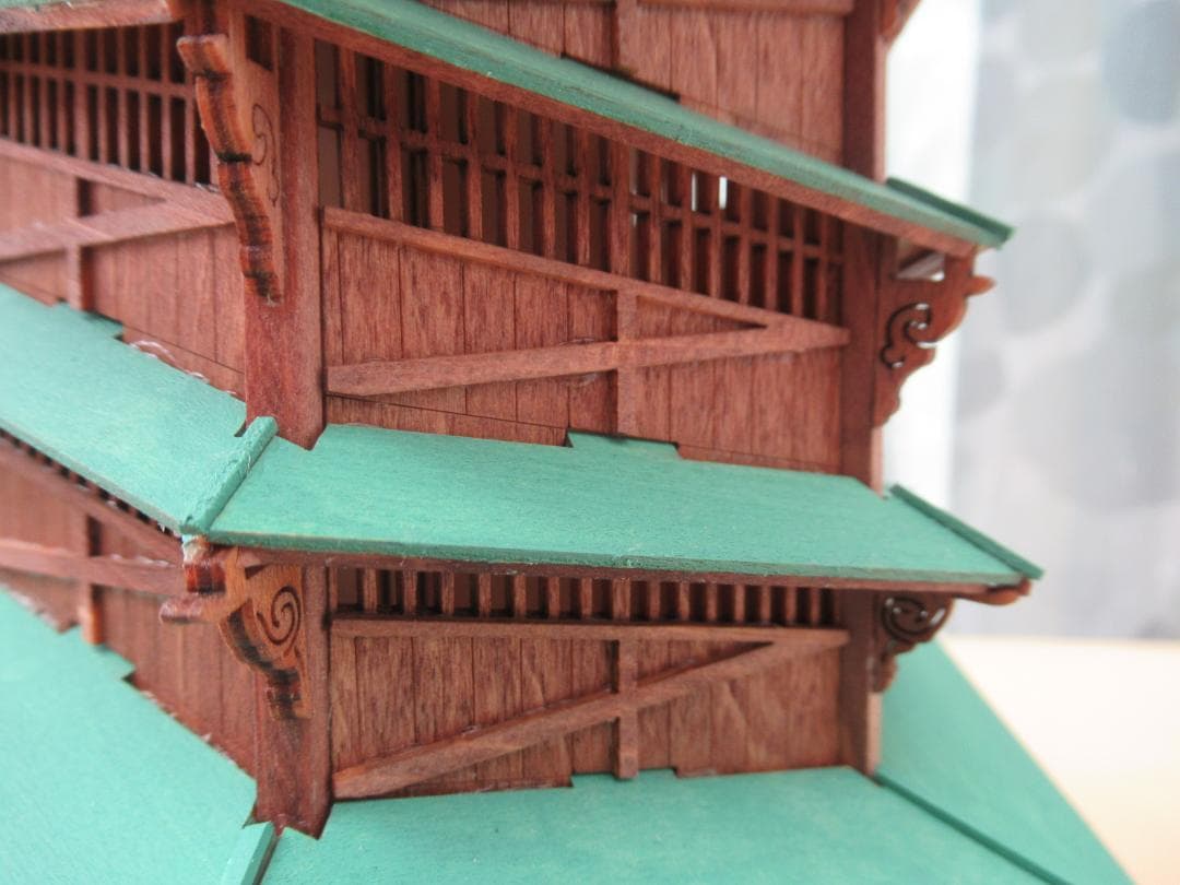 【完成品】会津さざえ堂模型　縮尺１／７５　高さ約１５ｃｍ