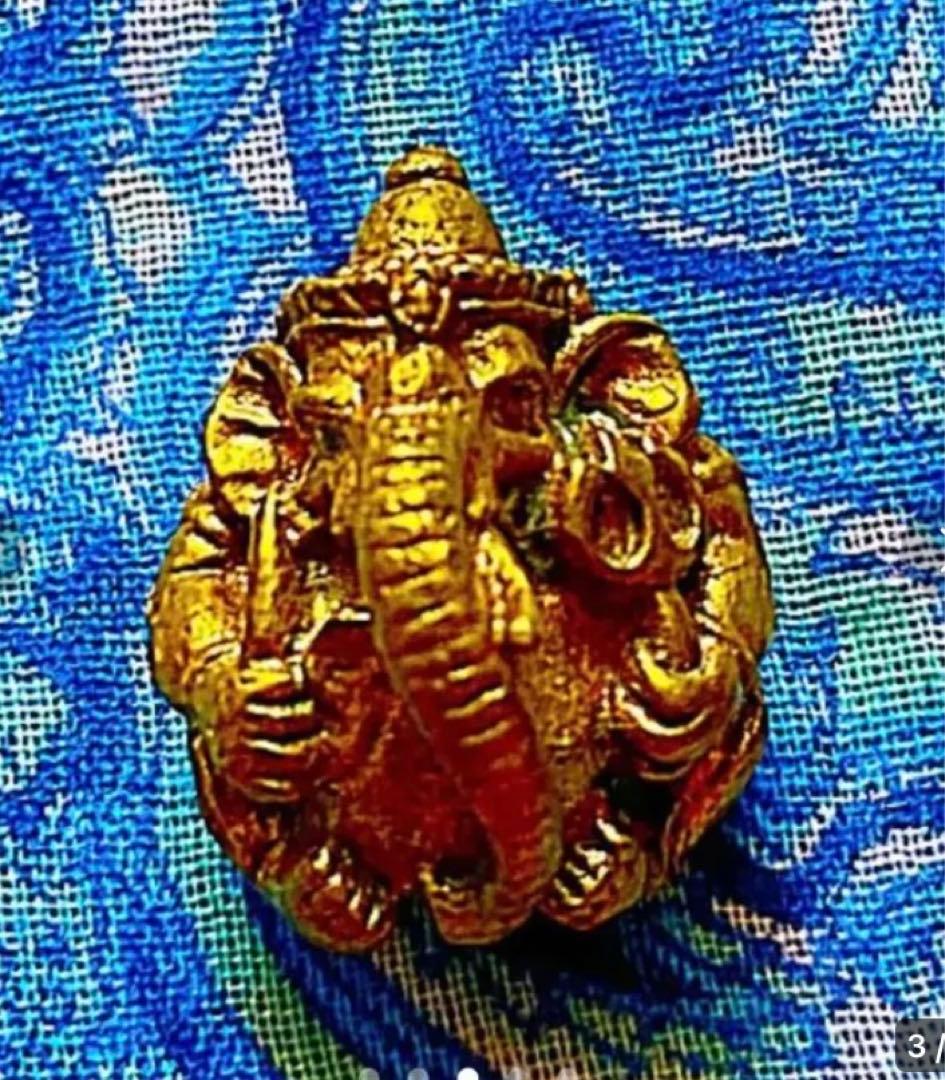 金運爆上げ　特別祈祷　最強金運神　タイ製　真鍮鍍金ガネーシャ