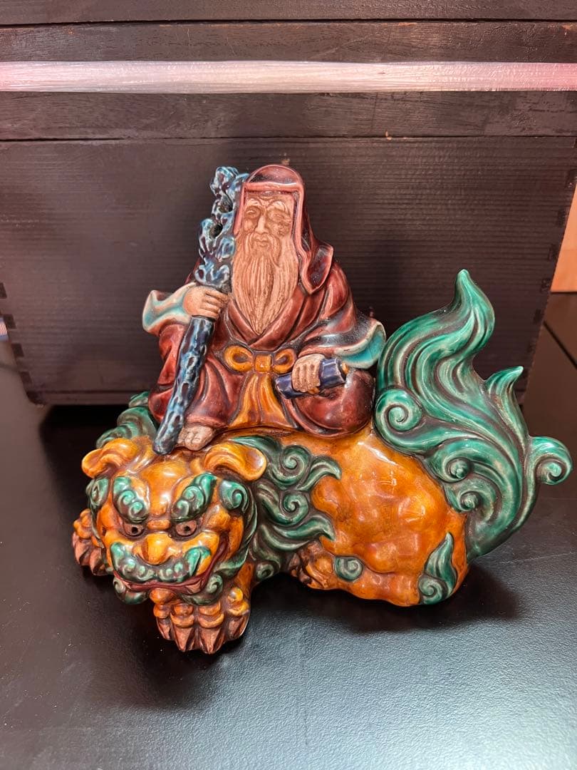 800  九谷焼　獅子　猛獣　置物　時代物