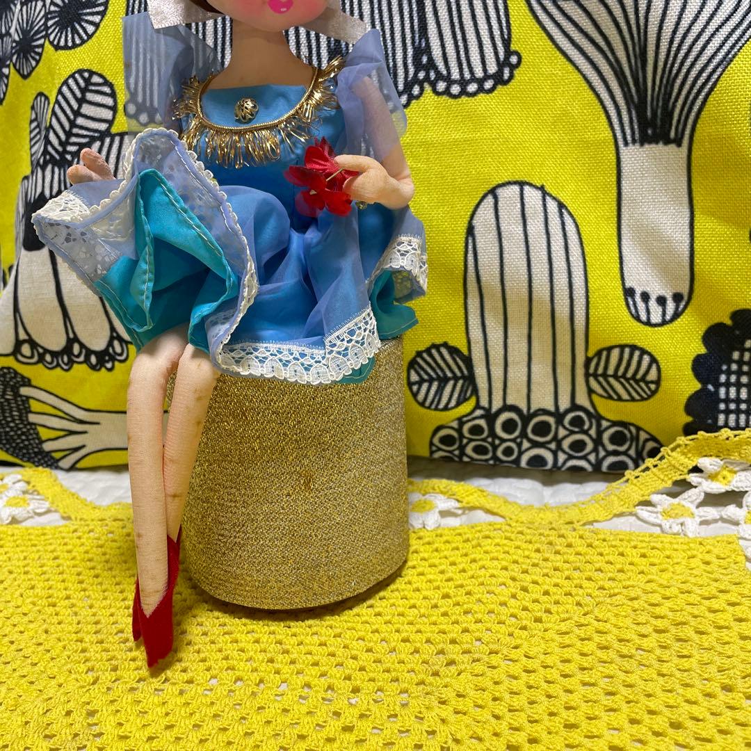 青いドレスの人形　昭和レトロ　ビンテージ物　オルゴール付き