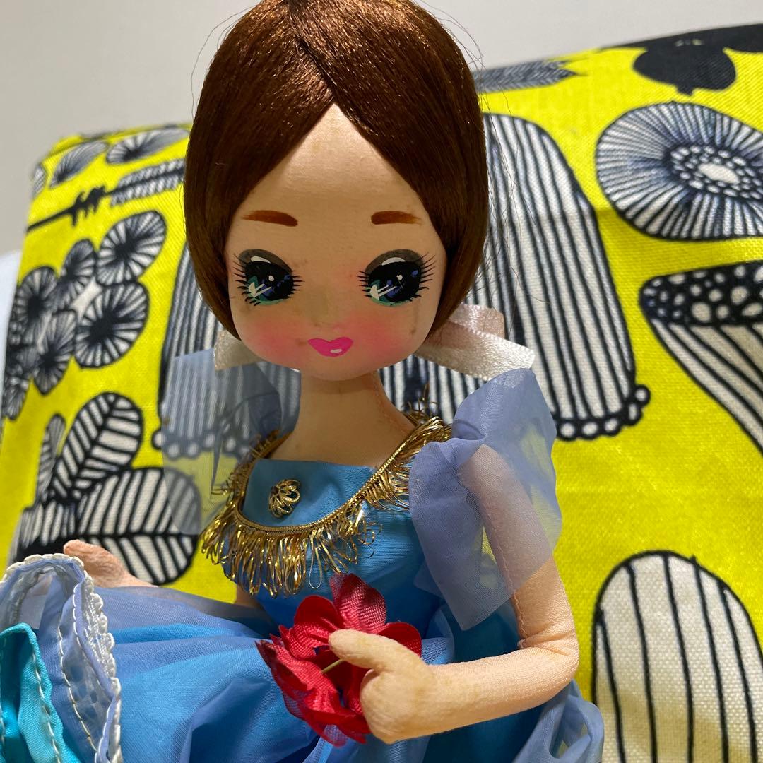 青いドレスの人形　昭和レトロ　ビンテージ物　オルゴール付き