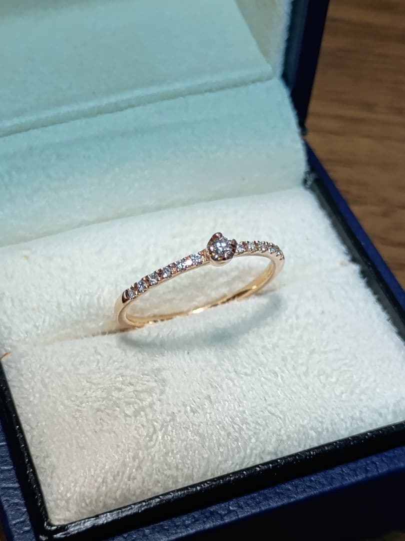 ヴァンドーム青山 K18PG ダイヤモンド 一粒ダイヤ ハーフエタニティ リング