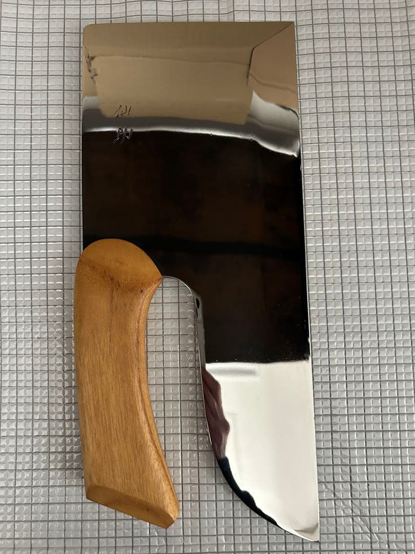 仙助 蕎麦包丁 麺切り包丁 鏡面仕上げ 315mm 曲柄