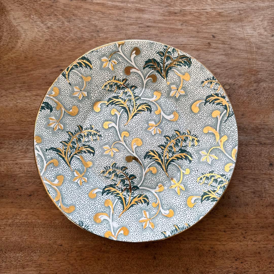 フランスアンティーク すずらん 金彩デザートプレート クレイユモントロー