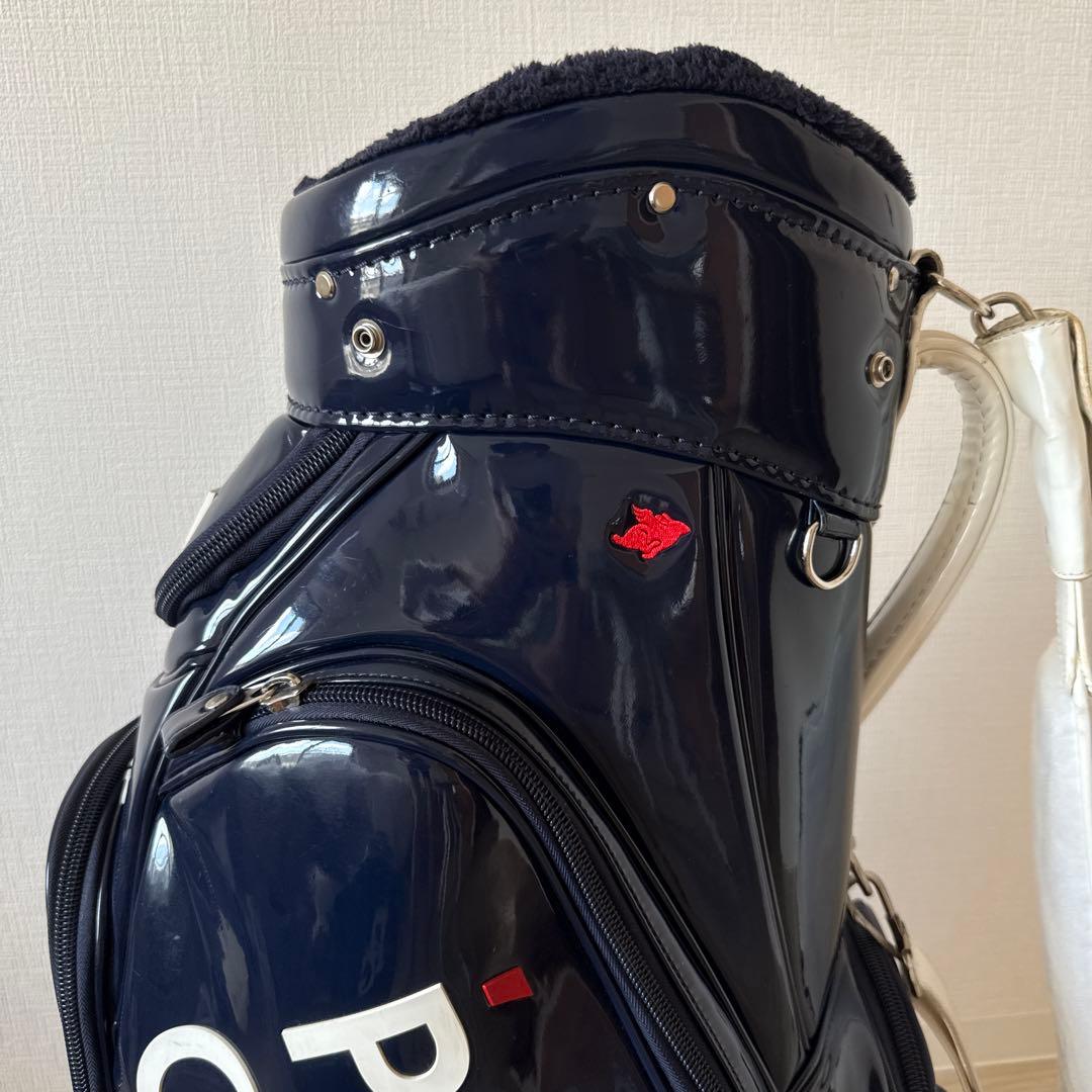 パーリーゲイツ キャディ バッグ トーナメントモデル　紺　ネイビー　エナメル素材