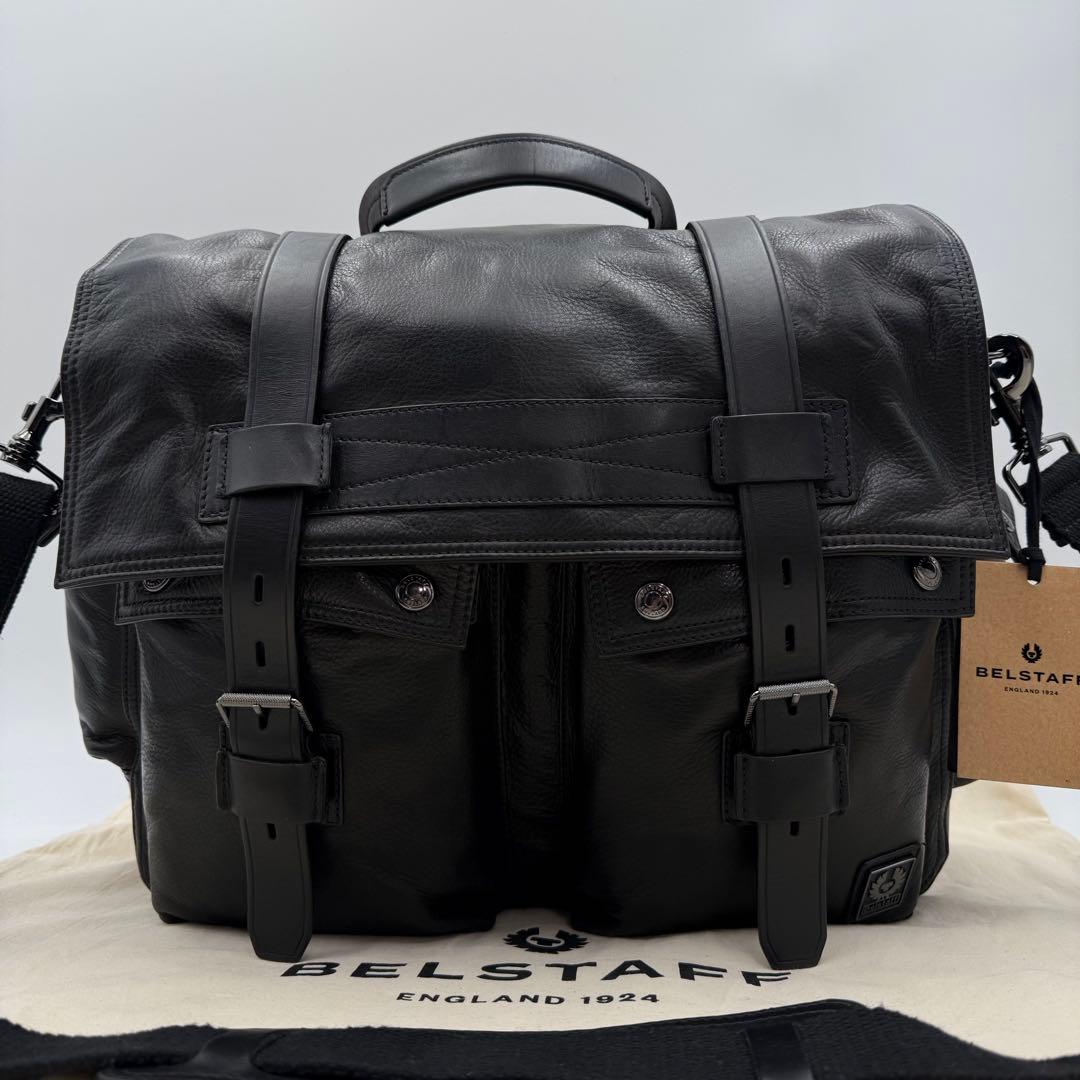 美品　タグ付き ベルスタッフ　オールレザー　メッセンジャー　ショルダーバッグ　黒