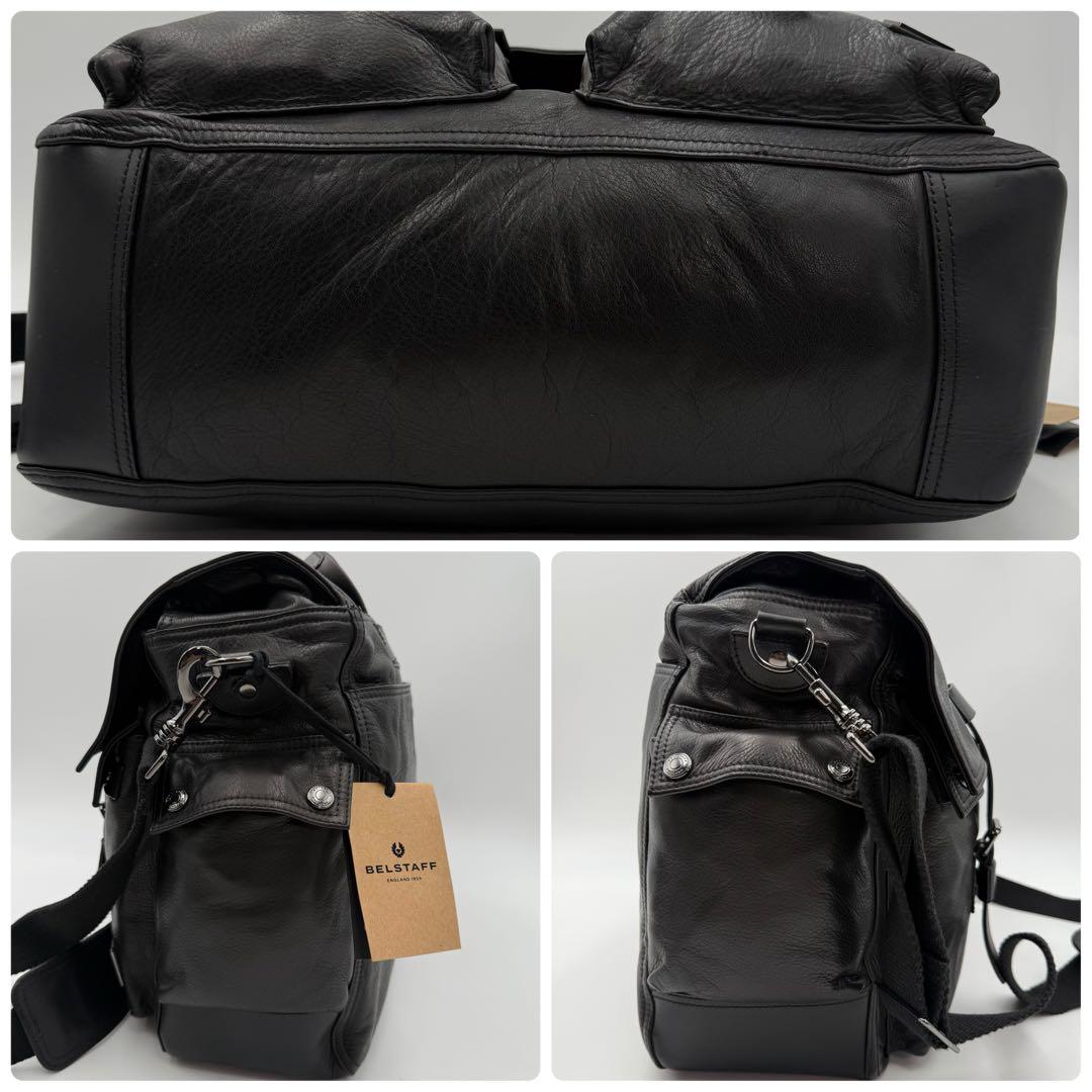 美品　タグ付き ベルスタッフ　オールレザー　メッセンジャー　ショルダーバッグ　黒