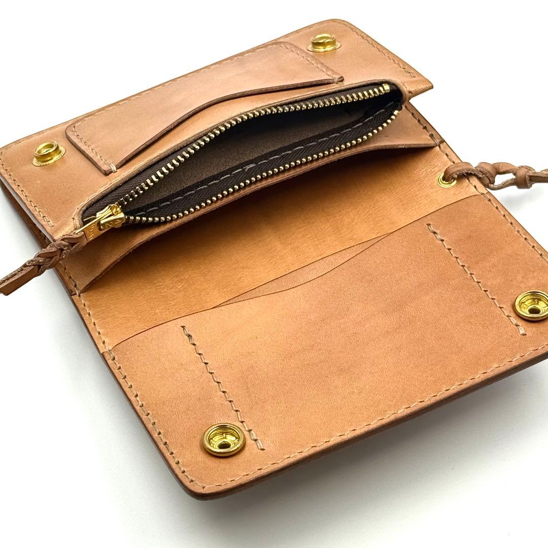ミドルトラッカーウォレット(ナチュラルサドルレザー　タロンジッパー　真鍮製