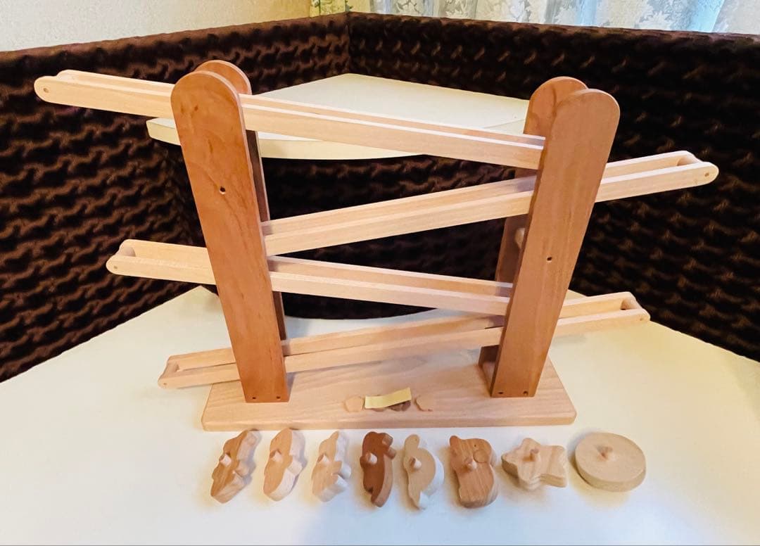 なかよしライブラリー　ころころ動物　木製スロープ　皇室御用達　知育玩具　木製玩具