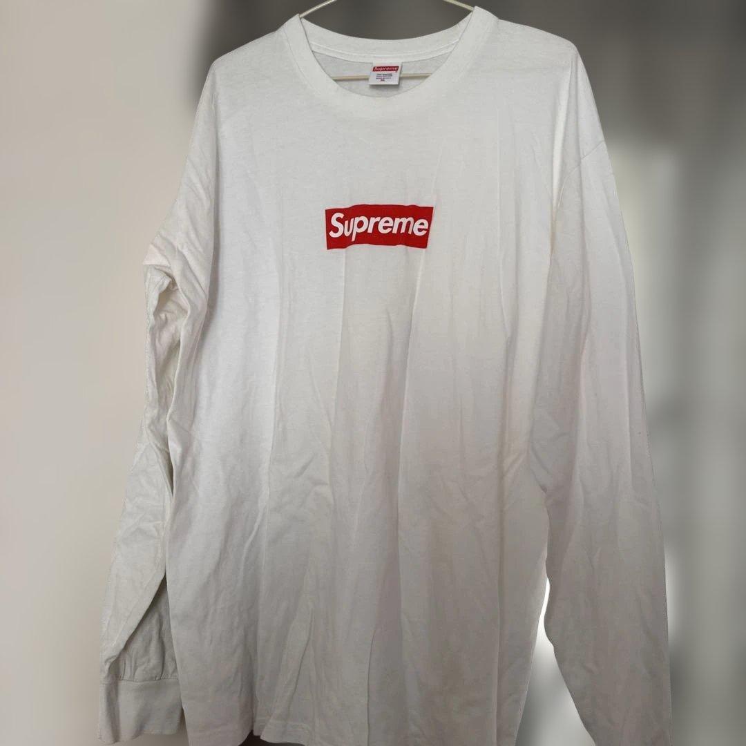 Supreme ロゴプリント 長袖カットソー ホワイト　ボックスロゴ