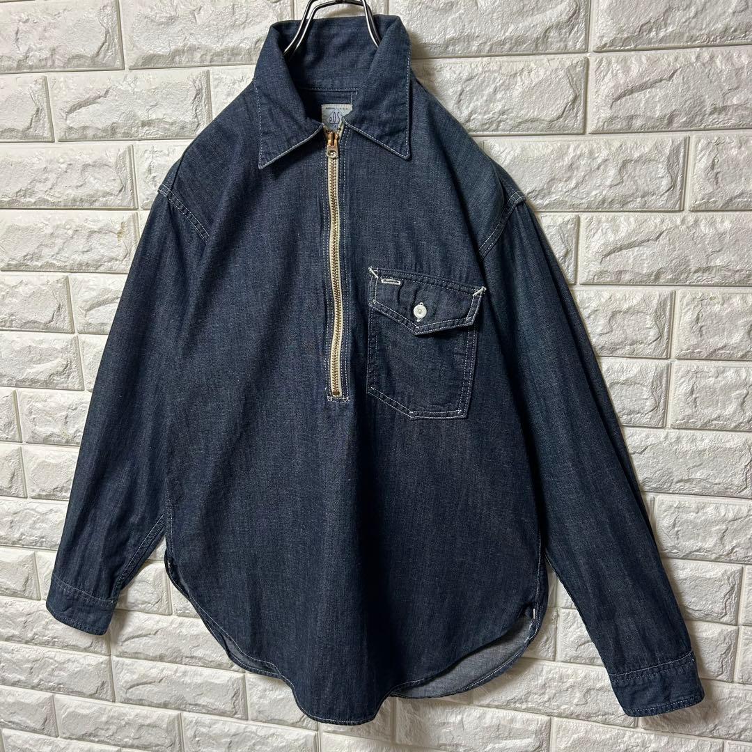 【POST O' ALLS】USA製 デニム プルオーバーシャツ タロンジップ