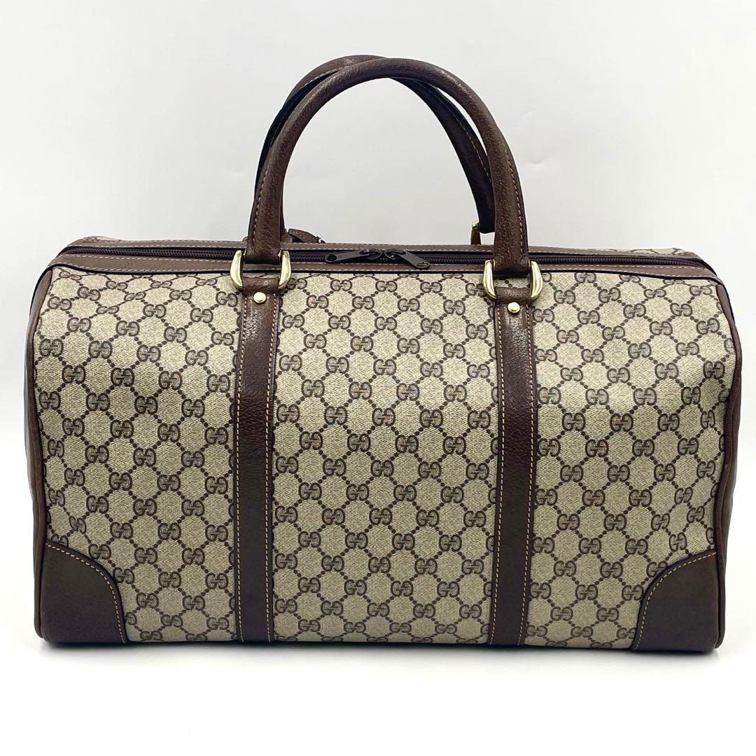 【極美品】オールドグッチ ボストンバッグ 大容量 GGスプリーム ブラウン