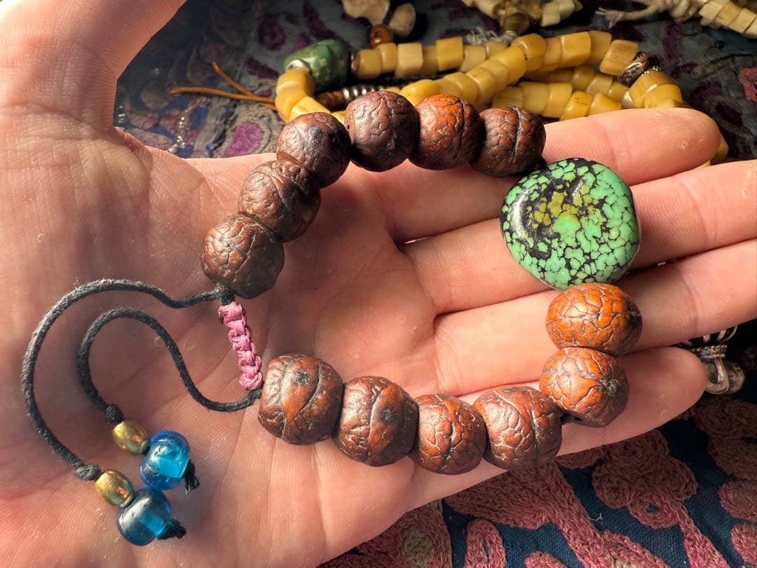 鳳眼菩提樹とターコイズのブレスレット　ハンドメイド