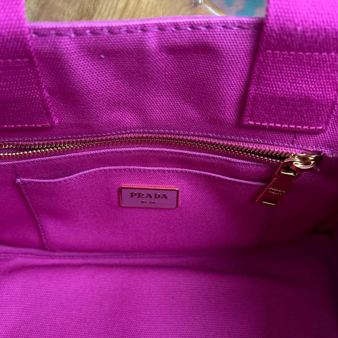 美品　プラダ　カナパ　キャンバストートバッグ　ピンク