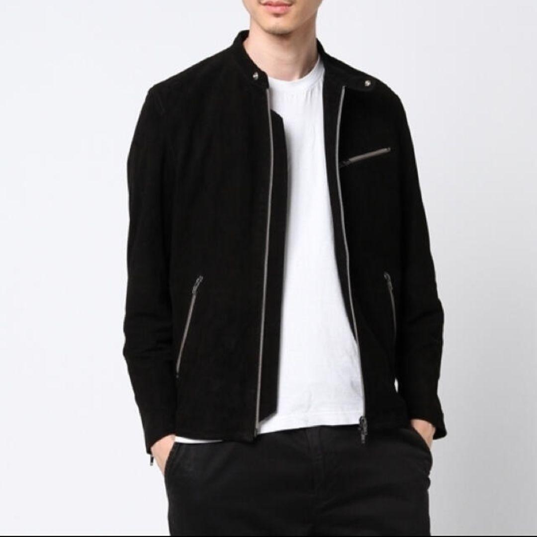 マ*ー様 アバハウス 本革 ゴートレザー ブラックスエード シングルライダース