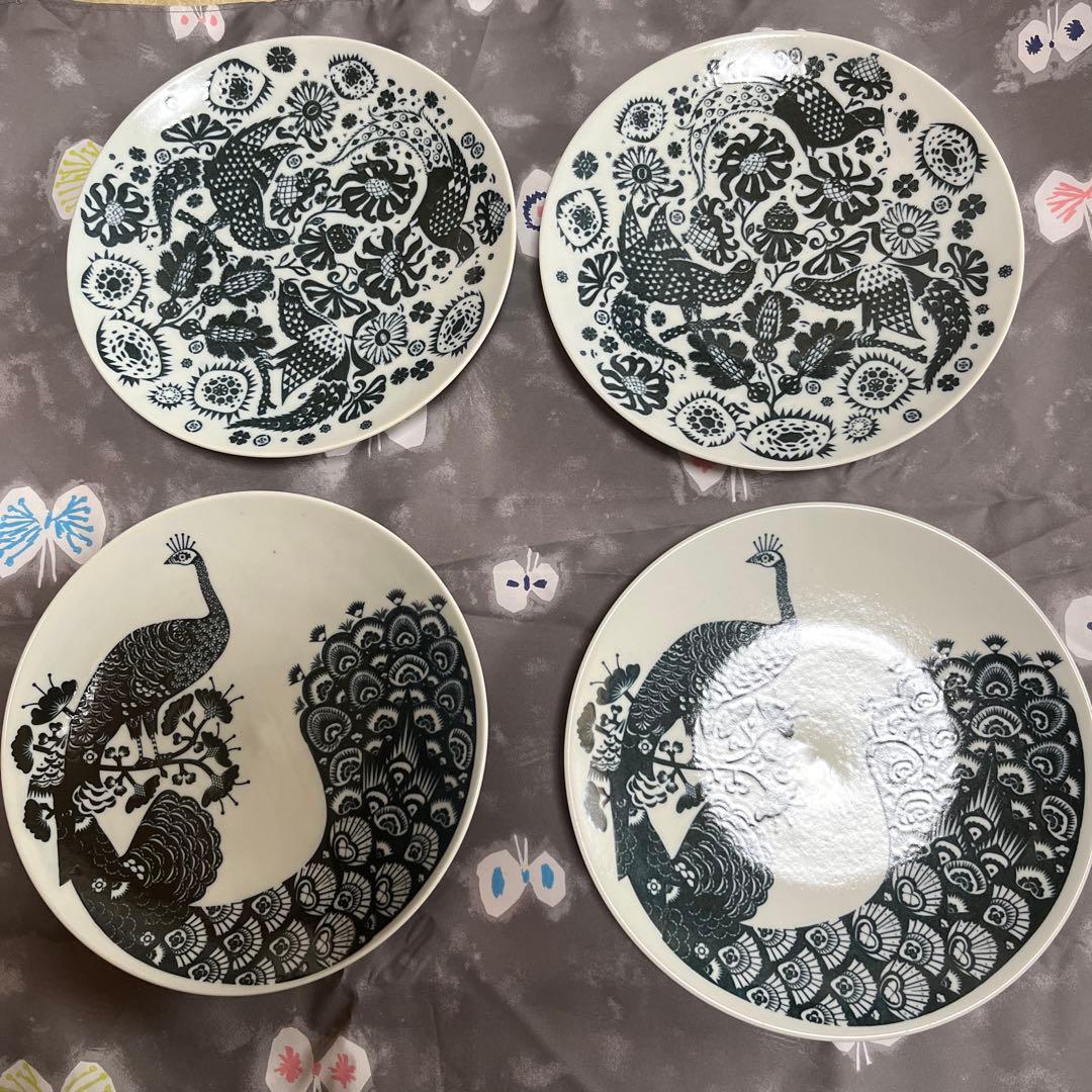 東屋　六寸皿 印判鳥獣五画　4枚セット　スコープ