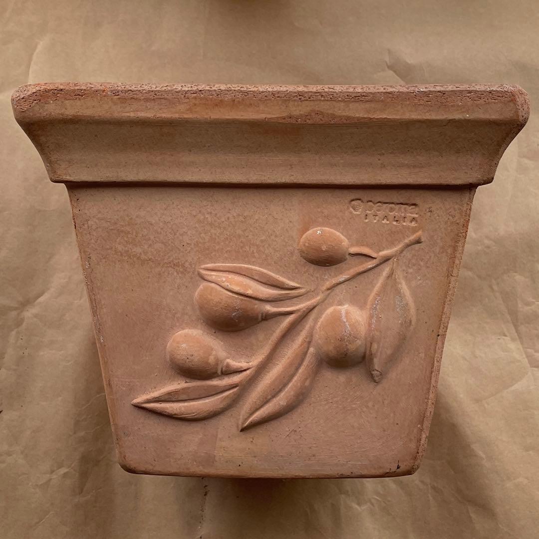 テラコッタ鉢 デローマ社 イタリア製 植物モチーフ 大型 プランター