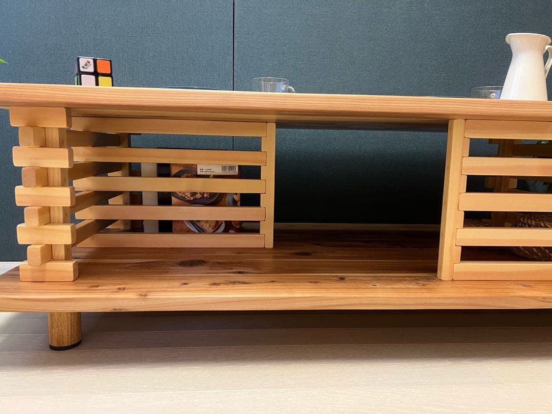 【送料無料】 ローテーブル 和風 木組格子形 120cm 60cm 杉