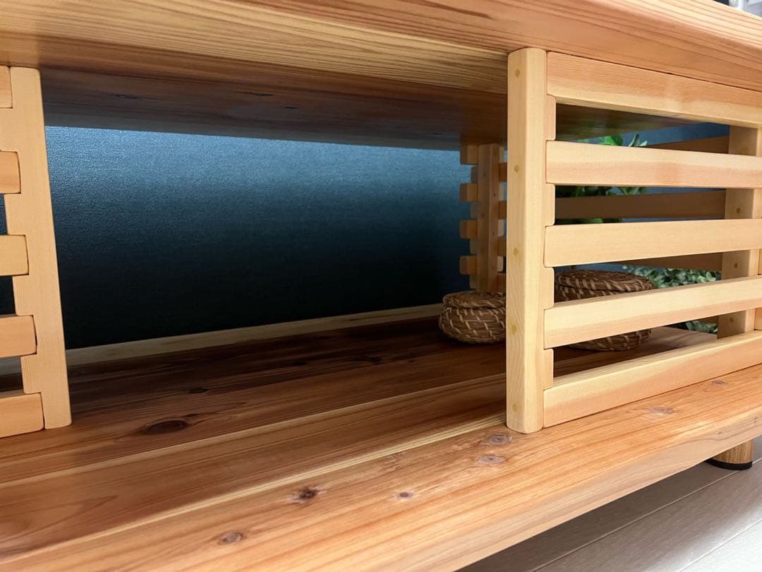 【送料無料】 ローテーブル 和風 木組格子形 120cm 60cm 杉