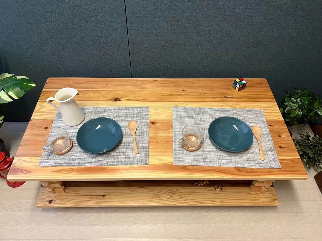 【送料無料】 ローテーブル 和風 木組格子形 120cm 60cm 杉