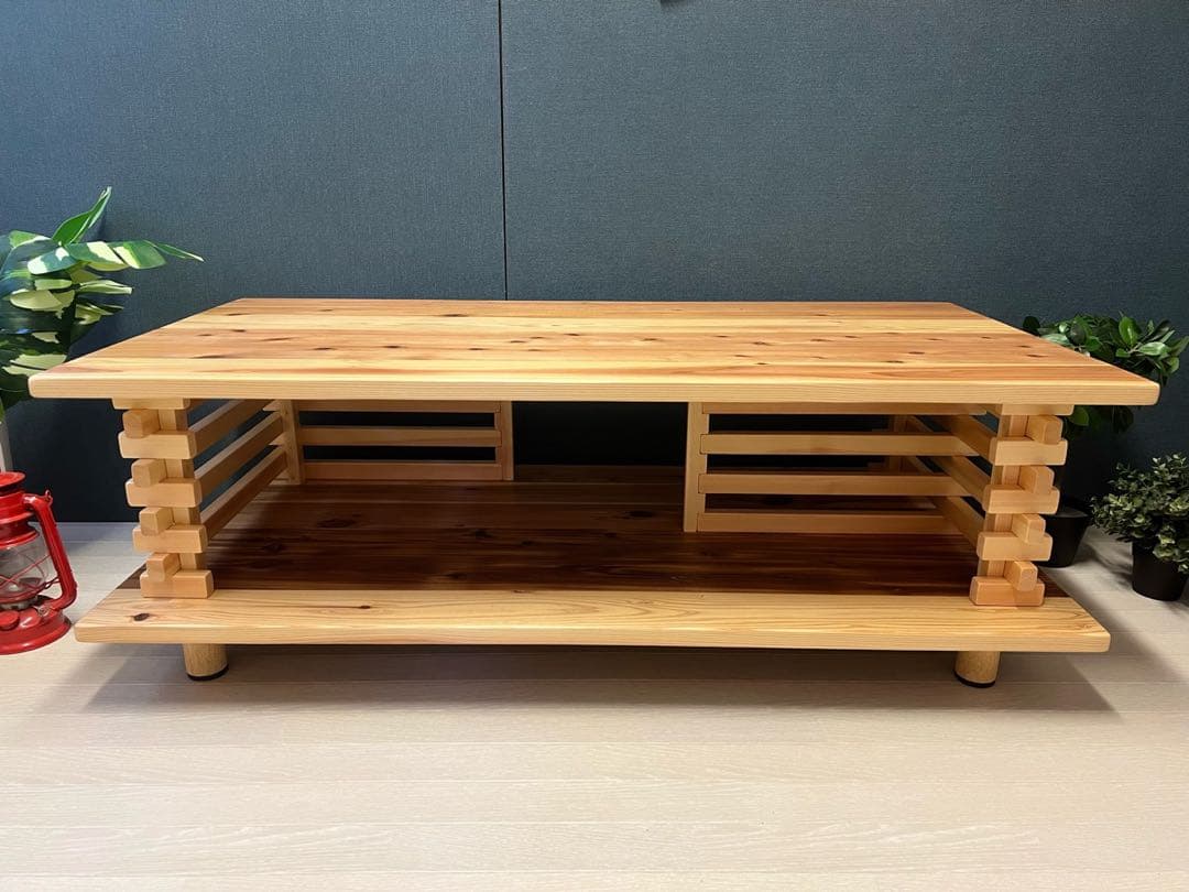 【送料無料】 ローテーブル 和風 木組格子形 120cm 60cm 杉