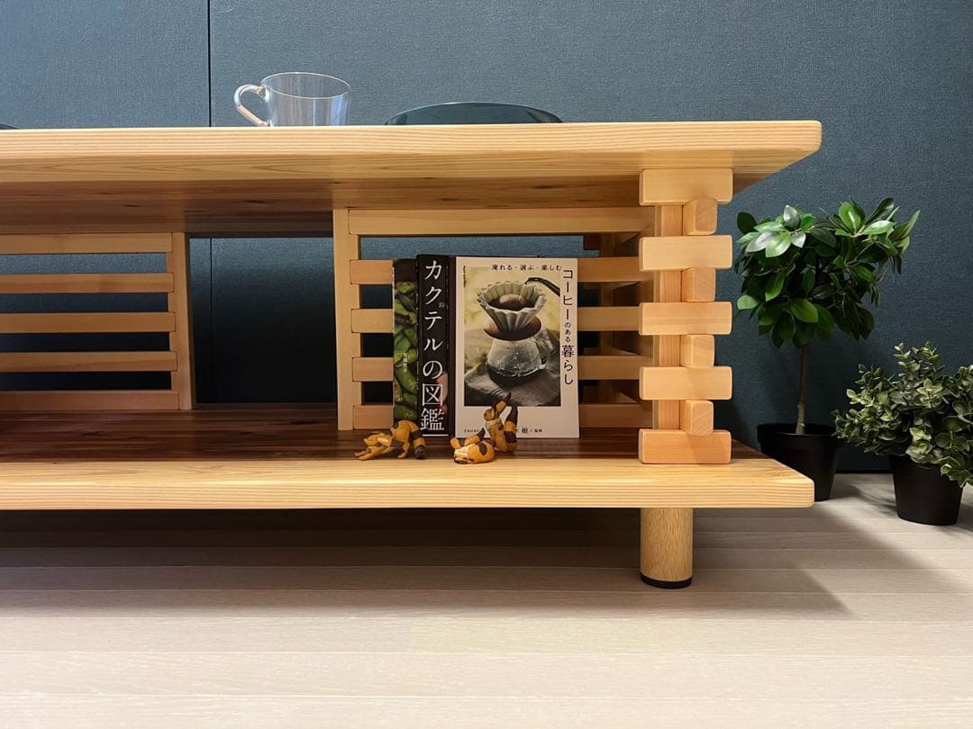 【送料無料】 ローテーブル 和風 木組格子形 120cm 60cm 杉