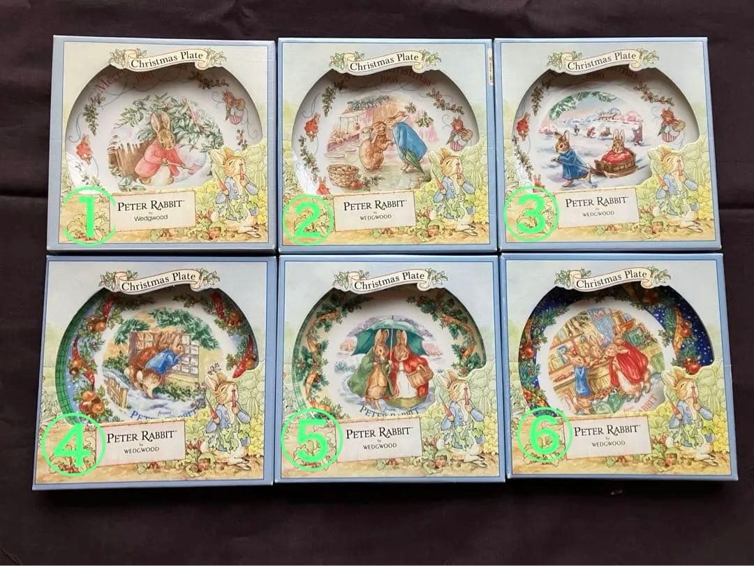 ピーターラビット　ウェッジウッド　クリスマス プレート　6枚　Xmas 送料込