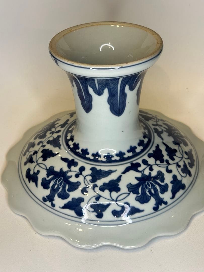 大清乾隆年製 青花 高台果実器 皿 果実文 石榴・葡萄文 中国古陶磁 観賞 収蔵