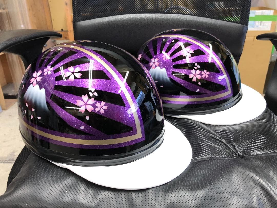 コルク半　カスタム　富士日章　三つボタン　黒紫　ラメ　桜　セット　高級クリヤ