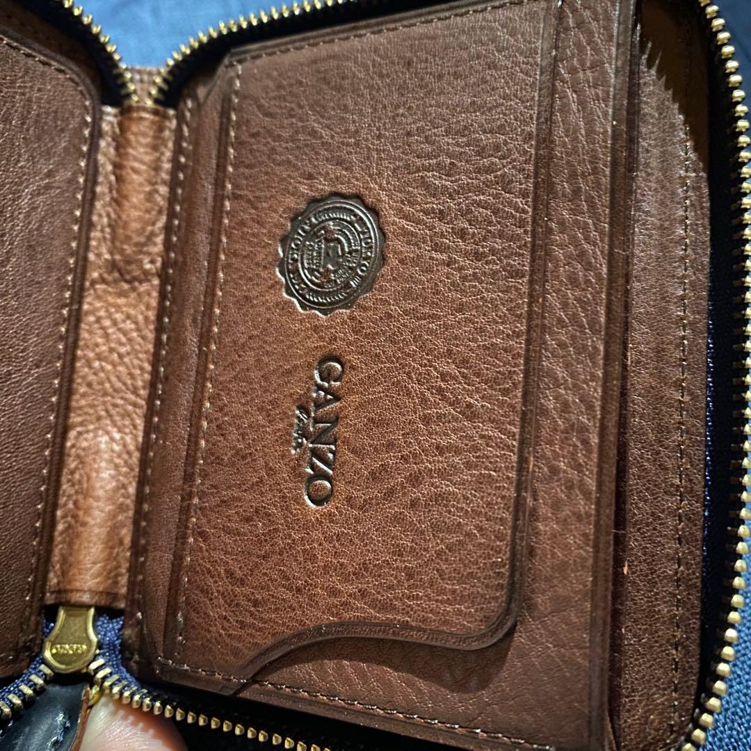 希少 GANZO 大阪限定　コンパクトジップウォレット　ネイビー×タバコ　新品
