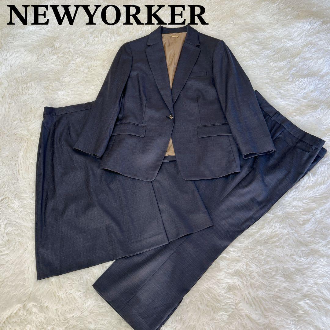 美品 ニューヨーカー チェルッティ 高級 スーツ 3点セット チェック 17