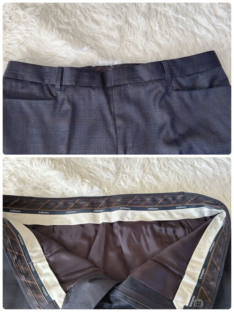 美品 ニューヨーカー チェルッティ 高級 スーツ 3点セット チェック 17