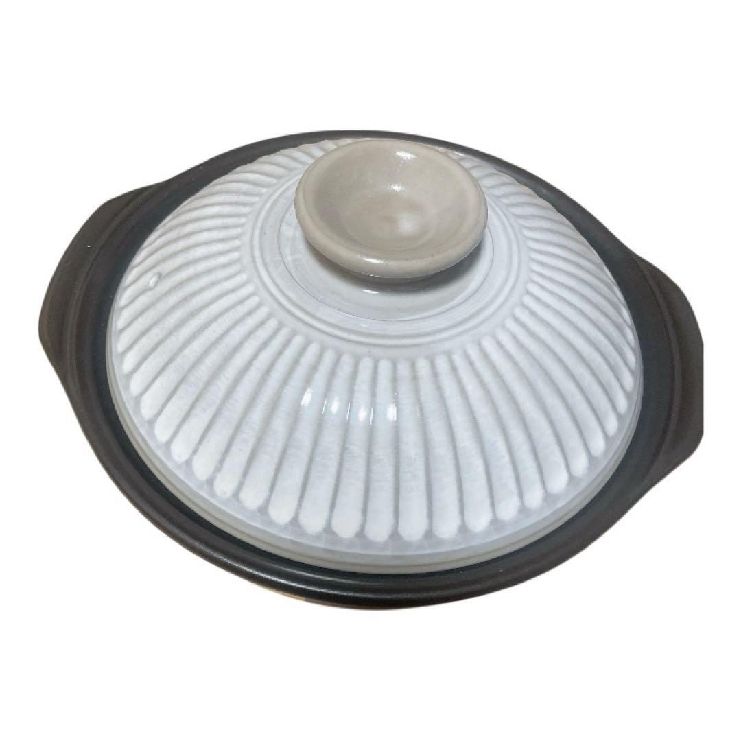 陶器製 土鍋 蓋付き 丸型　菊花 8号 2-3人用 直火対応 萬古焼