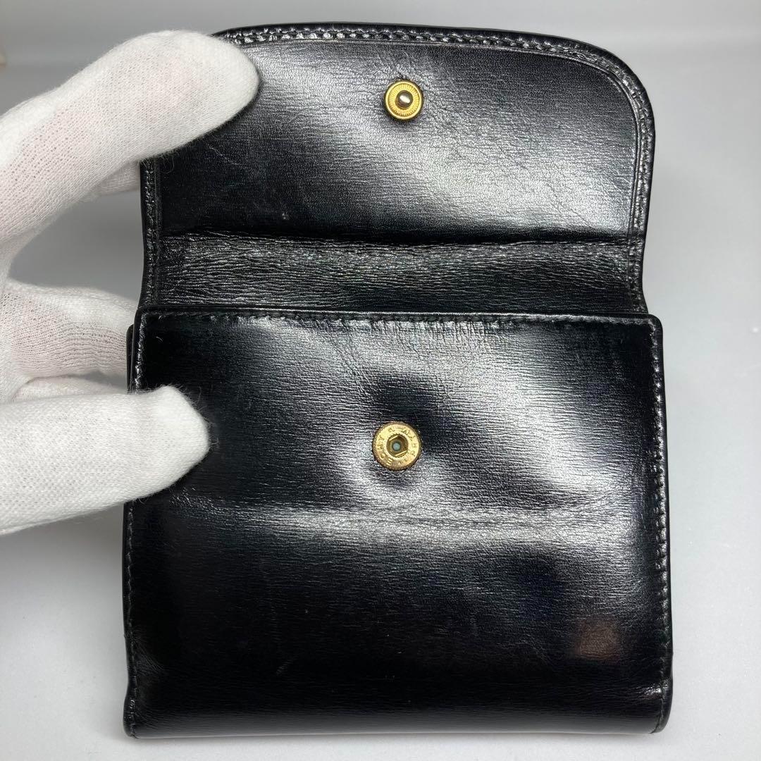 希少 オールドグッチ 財布 二つ折り財布 ヴィンテージ ブラック ゴールド