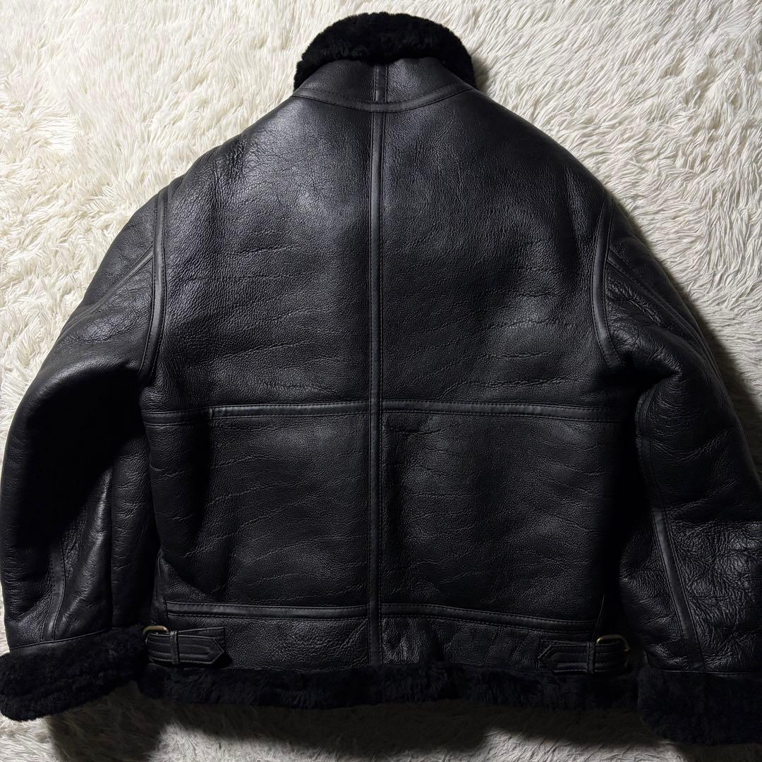 【雰囲気抜群】フライトジャケット　B-3 羊革　ムートン　ブラック　L