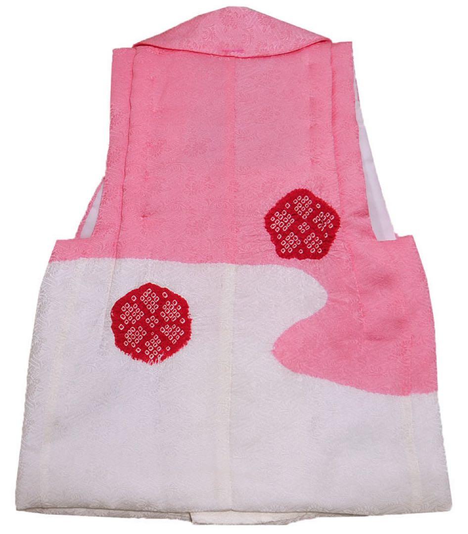 在庫処分特価　七五三 3歳 女の子 正絹 本絞り　被布コート 白ピンク染め分け