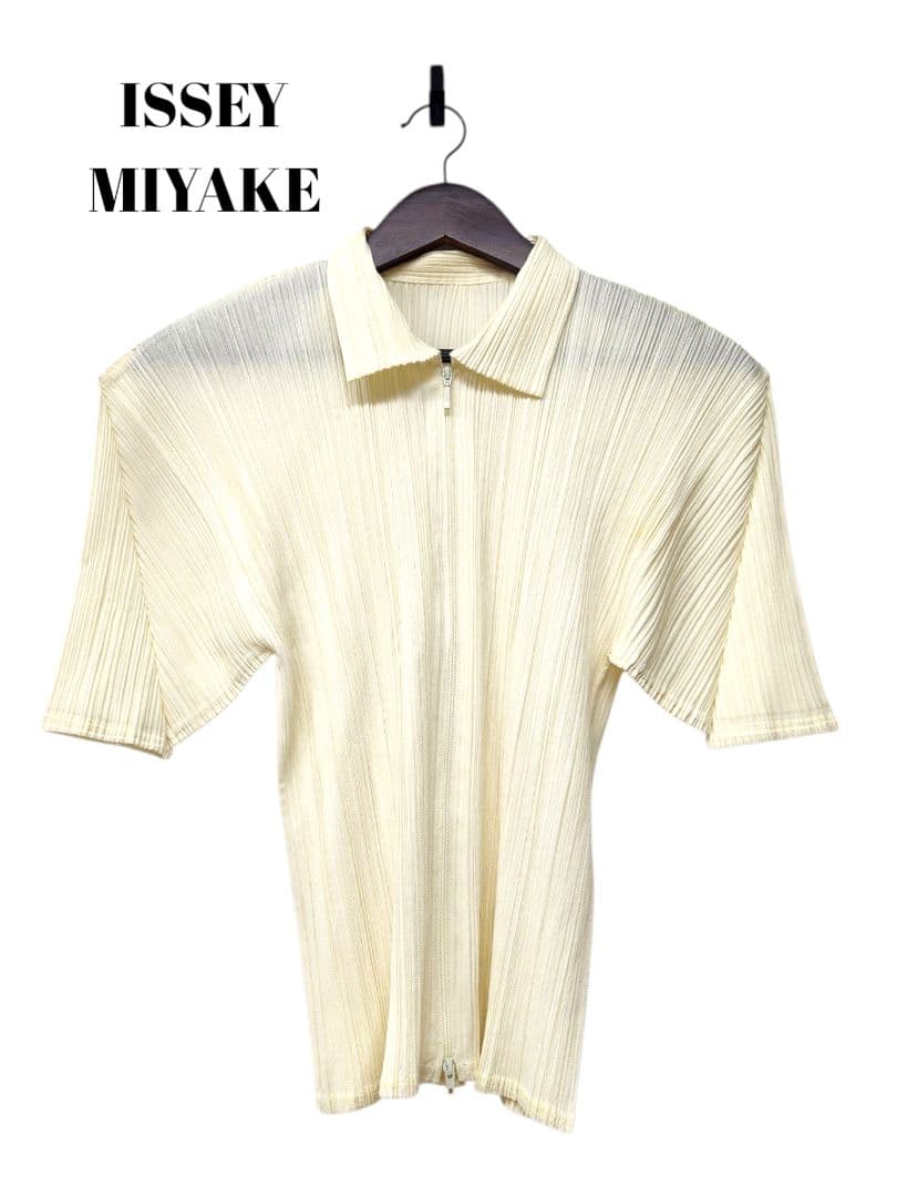 45800　PLEATSPLEASE　タブルジップ　半袖　シャツ