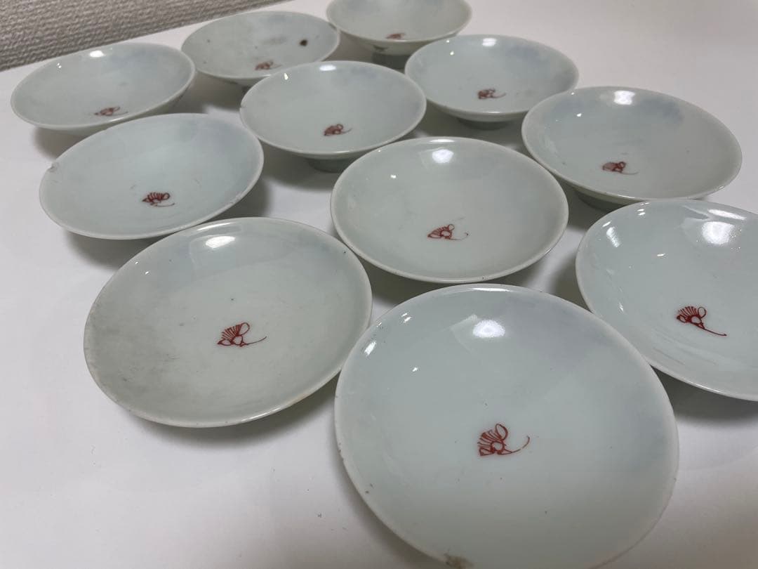 【現状品】白磁 茶碗 蓋付き椀 秋庭菊花香 花柄 レトロ アンティーク 11客