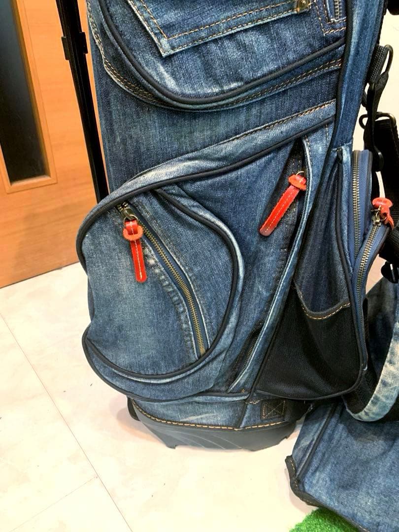 希少　完売　良品　ラヘラゴルフ　デニム　キャディバッグ　スタンド