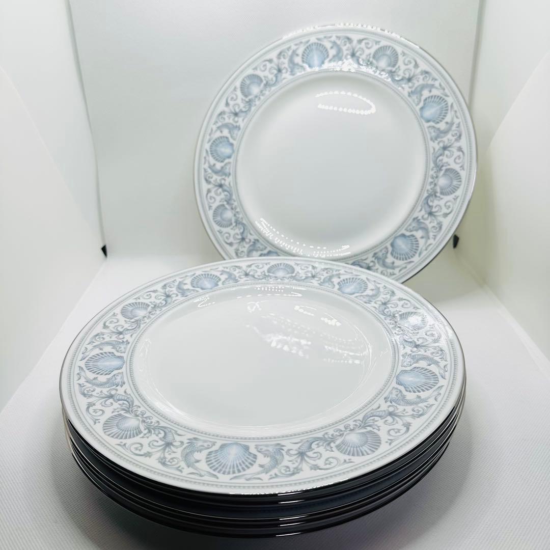 ウェッジウッド ドルフィンホワイト ディナープレート 27cm 6枚セット　黒壺