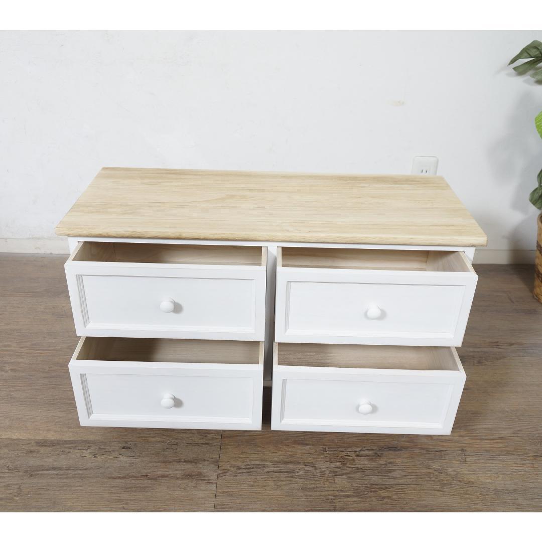 【新品】フレンチカントリー　ホワイトチェスト　シャビー仕上げ　アウトレット