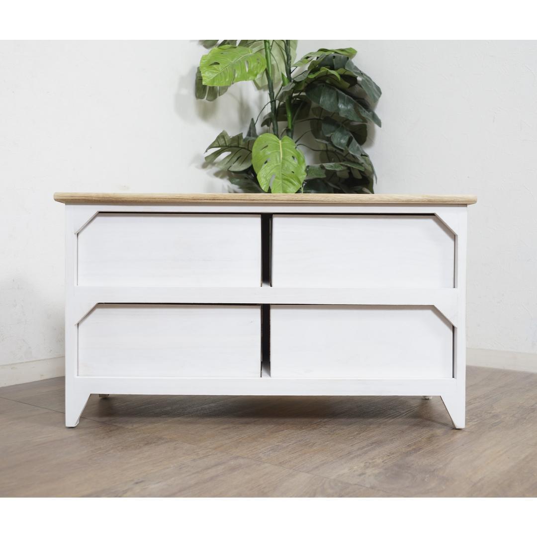 【新品】フレンチカントリー　ホワイトチェスト　シャビー仕上げ　アウトレット